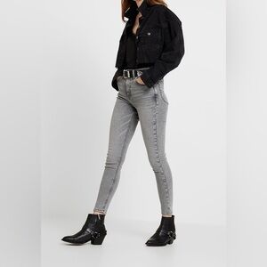 Topshop Jamie Skinny Jeans High Rise Ankle Cropped  Grey Size 26